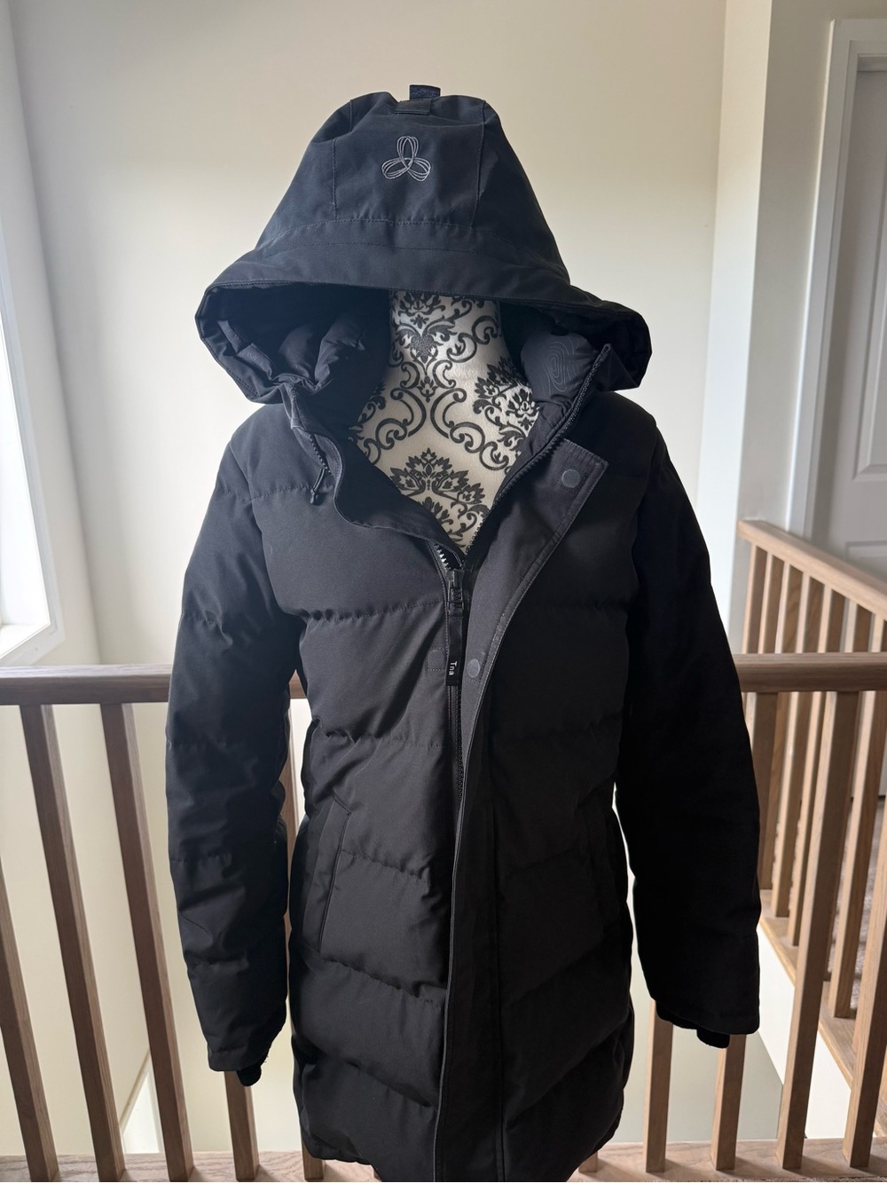 TNA Black Quilted Hooded Puffer Coat